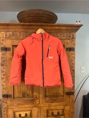 Stio Kids Coral-Orange Hooded Ski Jacket